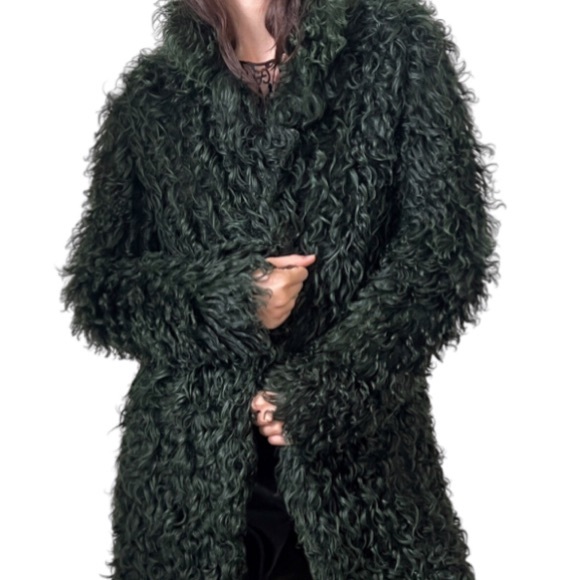 Authentic GUCCI Tom Ford 2014 Curly Shearling Fur Green Jacket Coat Med FRE GIFT - Picture 10 of 16